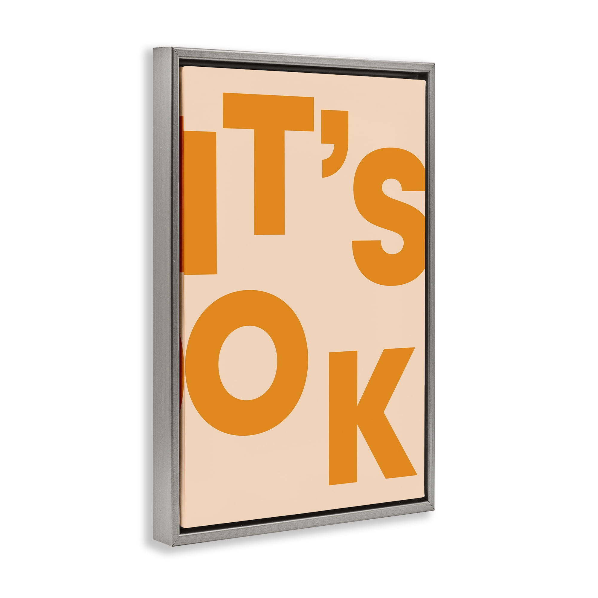 Stupell Industries It's OK Typography Typography Painting Gray Floater Framed Art Print Wall Art, 21 x 31