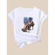 thumbnail image 3 of Camiseta Para Mujer De Verano Cuello RedondoLeopard Print High Heels Graphic Short Sleeves Sports Tee, Round Neck Workout Causal T-shirt Top, Women's ActivewearFather's Day, Mother's Day, New Year,, 3 of 8