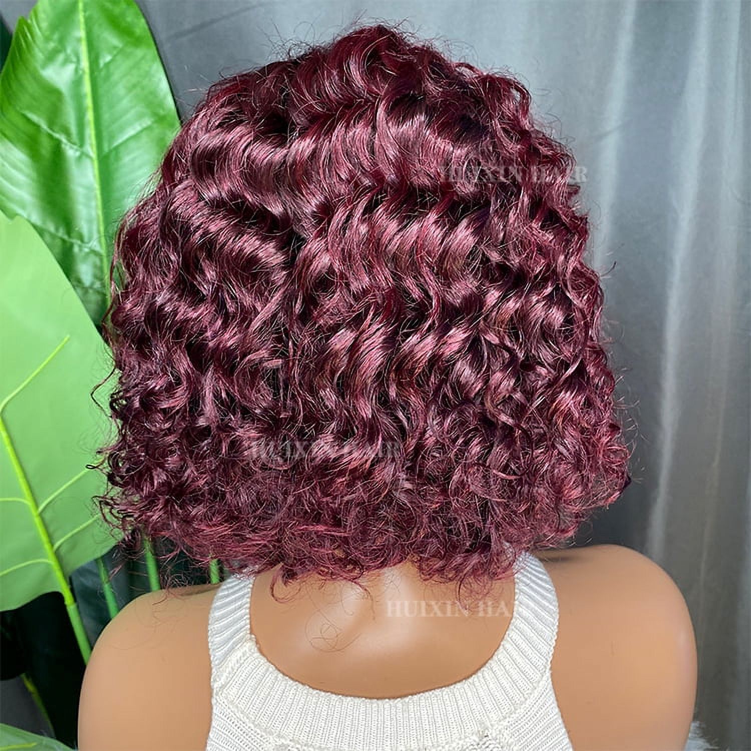 wholesale Virgin Raw Curly Brazilian Indian 100% Human Hair Heathy Ends wine red deep wave 13x4 transparent lace frontal wig