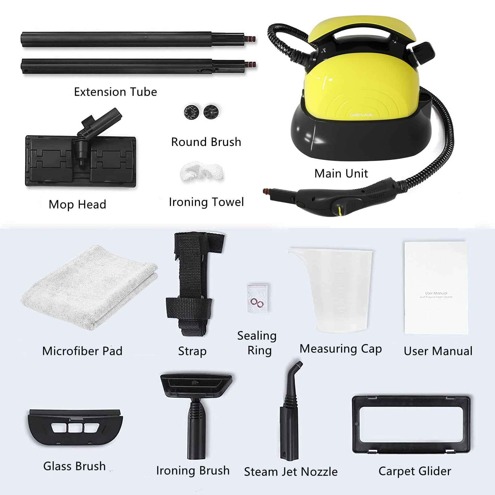 1500W Powerful Steam Mop, Multi-Purpose Steam Cleaner, Best Hand Held Steamer Cleaner with 13 Accessories for Cleaning, Home Use, Carpet, Floor, Window, Car Seat, Tile, Grout