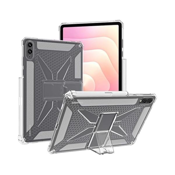 wonim11 Foldable Stand Clear Case for Samsung Galaxy Tab S11 Ultra 14.6 inch with Pen Slot, Clear TPU Back Cover & Heat Dissipation & Drop-Proof, Two Angle Views