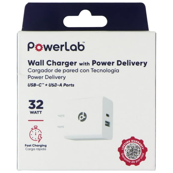 PowerLab 32W USB-C / USB-A Wall Charger with Power Delivery - White