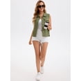 thumbnail image 3 of DARING DIVA Womens Denim Vest Button Down Jacket Sleeveless Jean Jacket M Army Green, 3 of 7