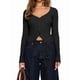 thumbnail image 3 of Cárdigan de Larga para Mujer, Suéter Corto de Punto Abierto, Chaqueta con Cuello en V y Botones para Otoño Negro L, 3 of 10