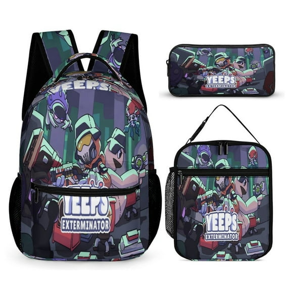 Yeeps Hide Seek Backpacks 3pcs Set Laptop Shoulder Bags Casual Daypack Lunch Bag Pencil Case Travel Hiking Work