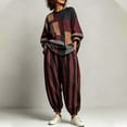 thumbnail image 5 of PNTUTB Fashion Women's Color Block Two Piece Set Crew Neck Long Sleeve Top Harem Pants Loose Casual Comfort Trendy Outfit Sets, 5 of 7