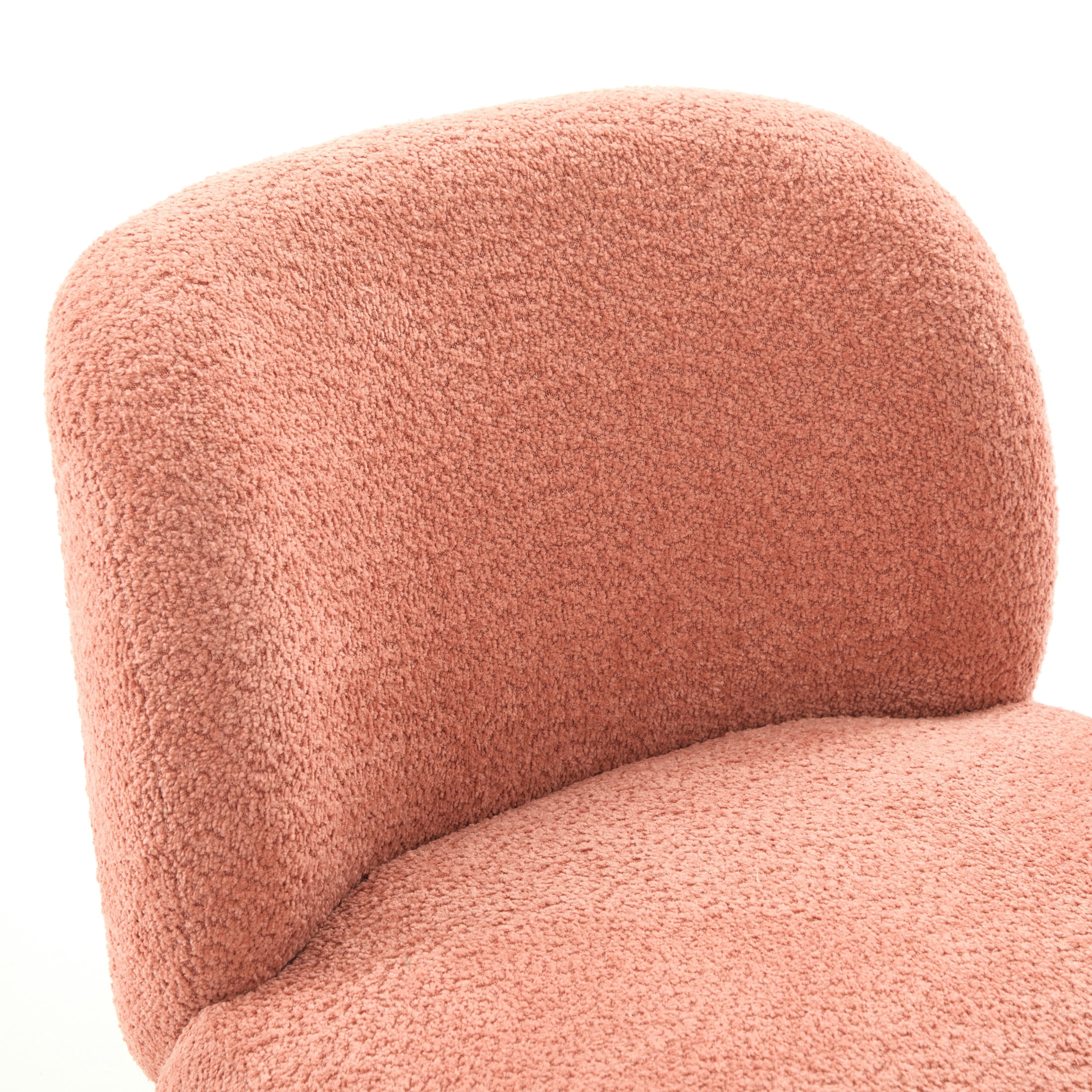 Christopher Knight Home Modern Minimalist Boucle Upholstered Accent Chair, Rubberwood Legs, Coral