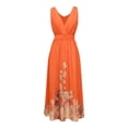 thumbnail image 4 of SONXAHE Women's Floral Print Sleeveless Maxi Dress Deep V Neck Waist Band Formal Long Dress, 4 of 4