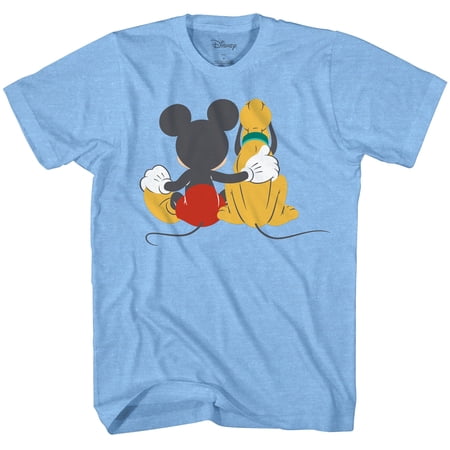 Disney Mickey Mouse & Pluto Back Disneyland World Tee Funny Humor Adult Mens
