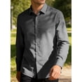 thumbnail image 3 of Deago Men's Dress Shirts Solid Long Sleeve Stretch Wrinkle-Free Wedding Formal Shirt Business Casual Button Down Shirts (Gray, S), 3 of 8