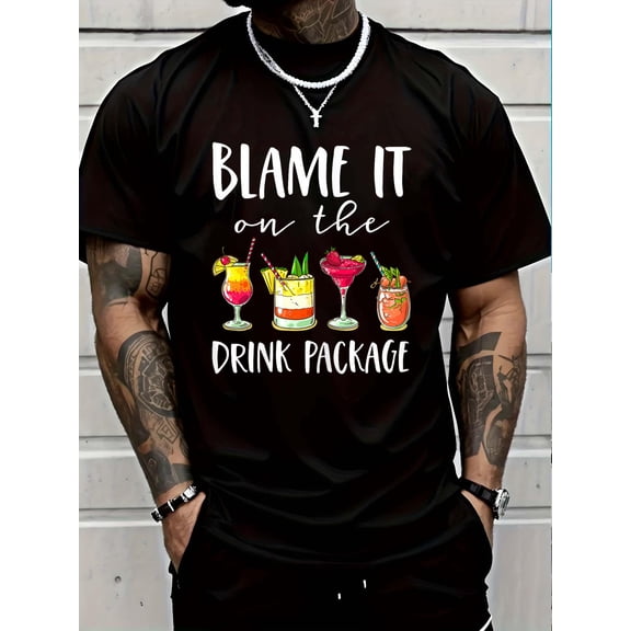 100% Cotton Funny Cruise Gifts Blame It On The Drink Package T-Shirt Small Graphic T-shirts for men and women