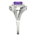 thumbnail image 3 of 1.935 ct Emerald Cut Natural Amethyst with Simulated Diamond Halo Accents 18K White Gold Womens Engagement Ring, 3 of 5