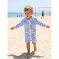 thumbnail image 6 of BemeyourBBs Kids Toddler Baby Girl Boy Terry Swim Cover Up Summer Beach Swimsuit Coverups Wearable Beach Towels For Kids Zip Up Short Sleeve Striped Hooded Bathing Suit Cover Up One Piece Swimsuits, 6 of 9