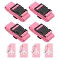 thumbnail image 1 of Unique Bargains Luggage Strap with Luggage Tag and Loop 78'x2', 4 Set Adjustable Suitcase Belt, Pink, 1 of 7