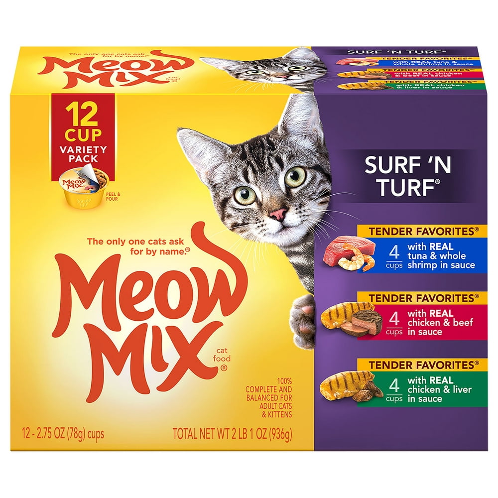 Meow Mix Surf 'N Turf Variety Pack Cat Food, 2.75Ounce