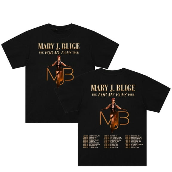 Mary J Blige The For My Fans Tour 2025 T-shirt Crewneck Short Sleeve Cotton Tee Men Women Streetwear Tops