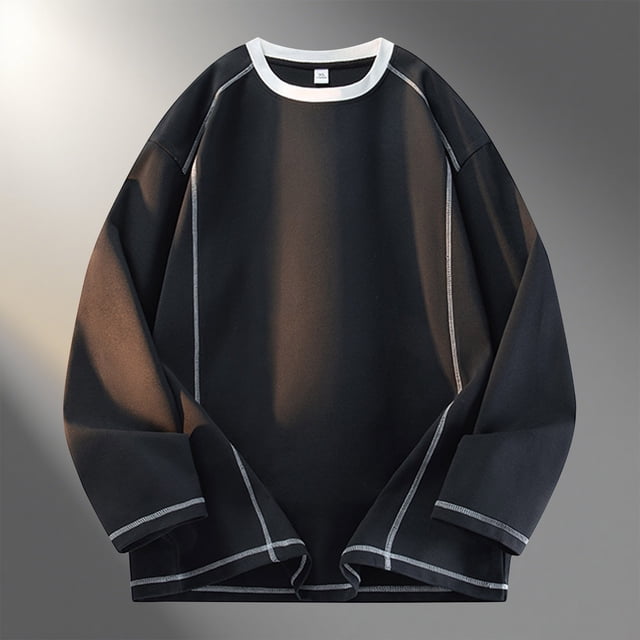 pstuiky camisa de manga larga para hombre, Blusas/camisas casuales de moda para hombre, de color liso, de manga larga y cuello redondo top de hombre xxxxl