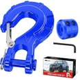 thumbnail image 2 of Nilight Forged Steel Winch Hook 3/8" Grade 70 Safety Latch Winch Cable Hook Stopper & Clevis Slip Hook Sets, Included Allen Wrench,Max 35,000 lbs,Blue, 2 of 9