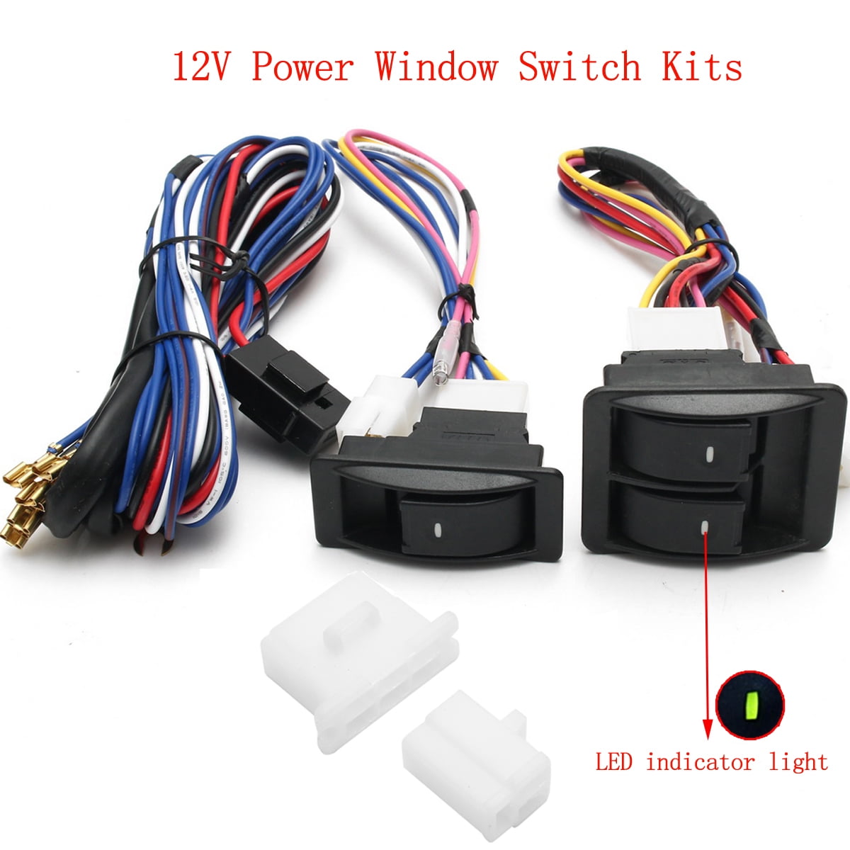 More 12V High Quality 12 Volts Power Window Switch Kit w/ Wire Harness Spal
