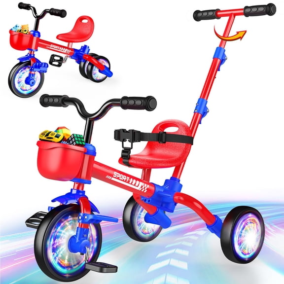 Bicicleta Infantil Kkdi 5 en 1 Triciclo Bicicleta de Equilibrio Ruedas Luminosas