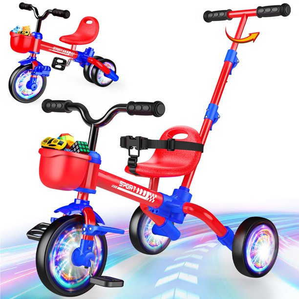 Bicicleta Infantil Kkdi 5 en 1 Triciclo Bicicleta de Equilibrio Ruedas Luminosas