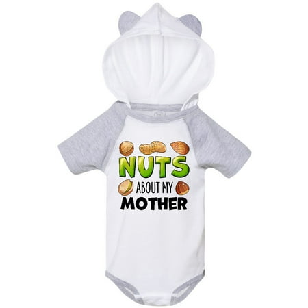 

Inktastic Nuts About My Mother Peanut Almond Pistachio Gift Baby Boy or Baby Girl Bodysuit