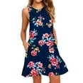 thumbnail image 2 of SMihono Robe d'Été Grande Taille pour Femmes 2023 Robes d'Été pour Femmes Plage T-Shirt Floral Robe Soleil Décontractée Poches Robe Bohème à Bretelles, 2 of 5