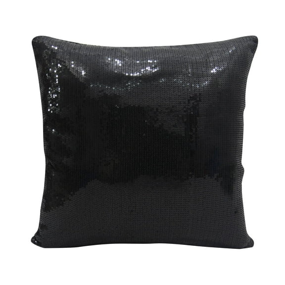 Yuga Black Sequin Metallic Throw Sparkle Pillow Cushion Cover Wedding Decor Lounge 12 X 12 Inches