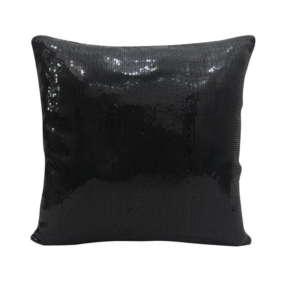 Yuga Black Sequin Metallic Throw Sparkle Pillow Cushion Cover Wedding Decor Lounge 22 X 22 Inches