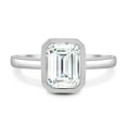 thumbnail image 2 of ESTE ORIGIN 2.00Ct Emerald Cut Bezel Set Lab-Grown Diamond Solitaire Engagement Ring in 18K White Gold for Women US 4, 2 of 6