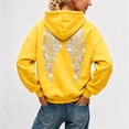 thumbnail image 2 of Women's Sparkle Rhinestone Angel Wings Hoodie Long Sleeve Sweatshirts | Drawstring Baggy Sweatshirt with Pocket, Mesh Back, Party Clubbing Outfit, Gothic Grunge, With Pockets, 2 of 6