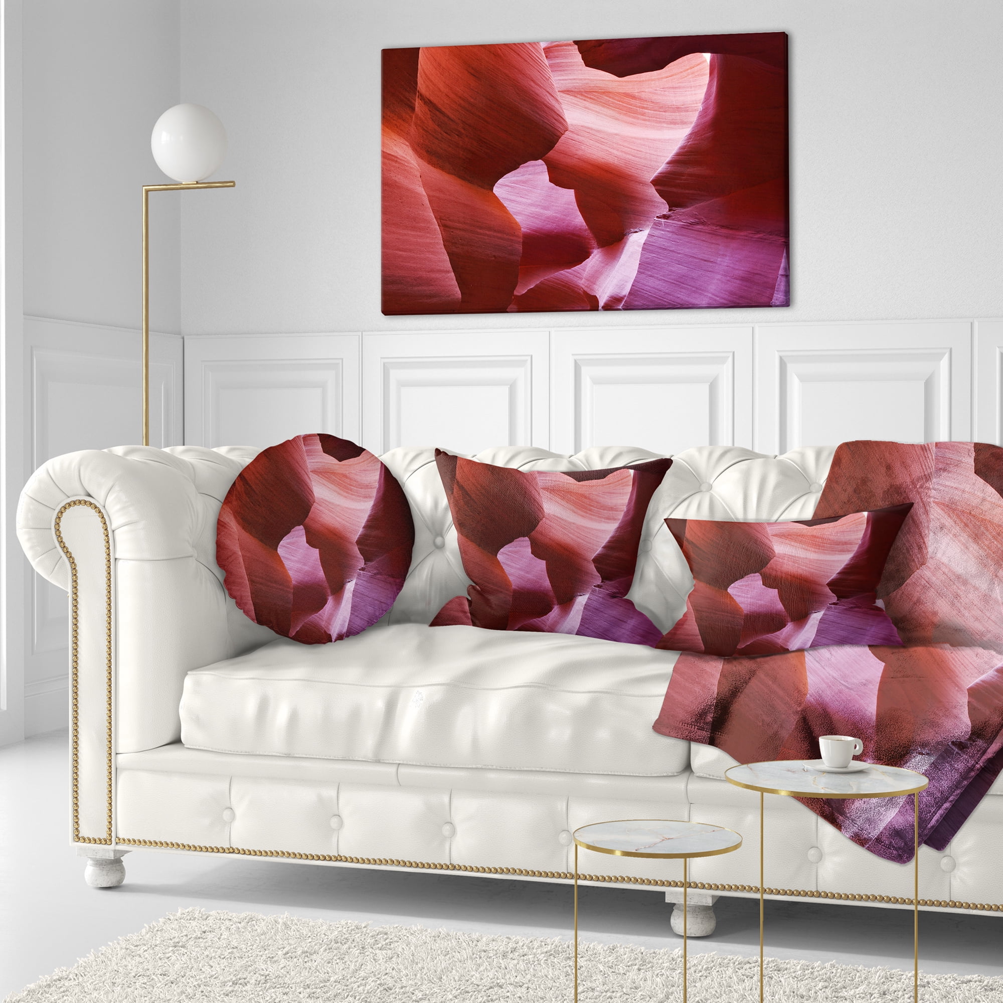 Designart Play of Light in Antelope Canyon - Landscape Photography Throw Pillow - 12x20
