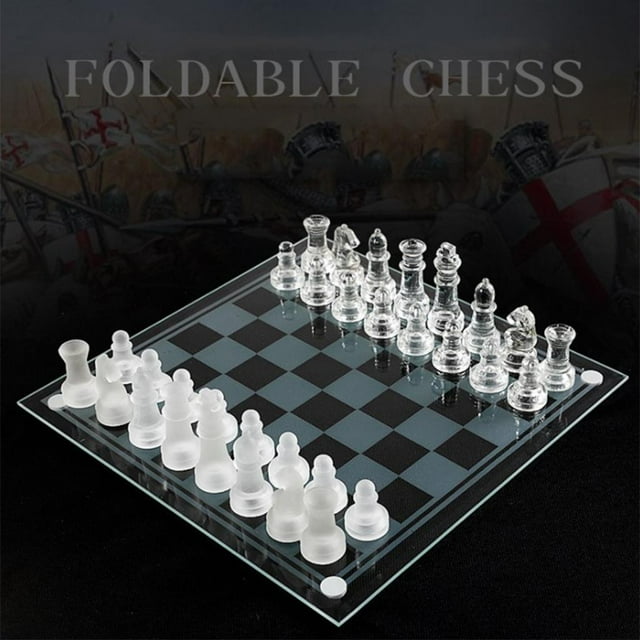 Juego de ajedrez de vidrio esmerilado transparente perfke tablero de vidrio 20x20cm ajedrez internacional de cristal