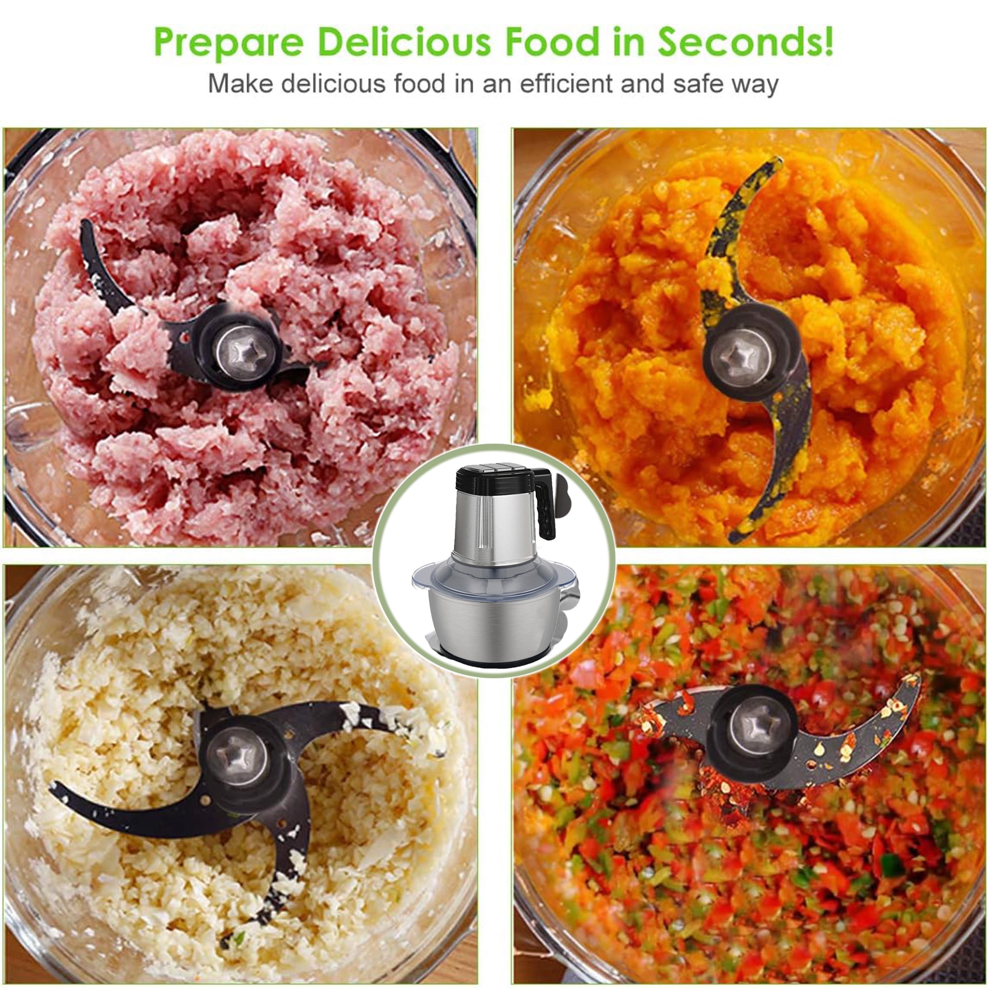 Sanxinyuan 3L Meat Grinder, Electric Food Chopper & Mincer with 4 Grinding Plates, Silver