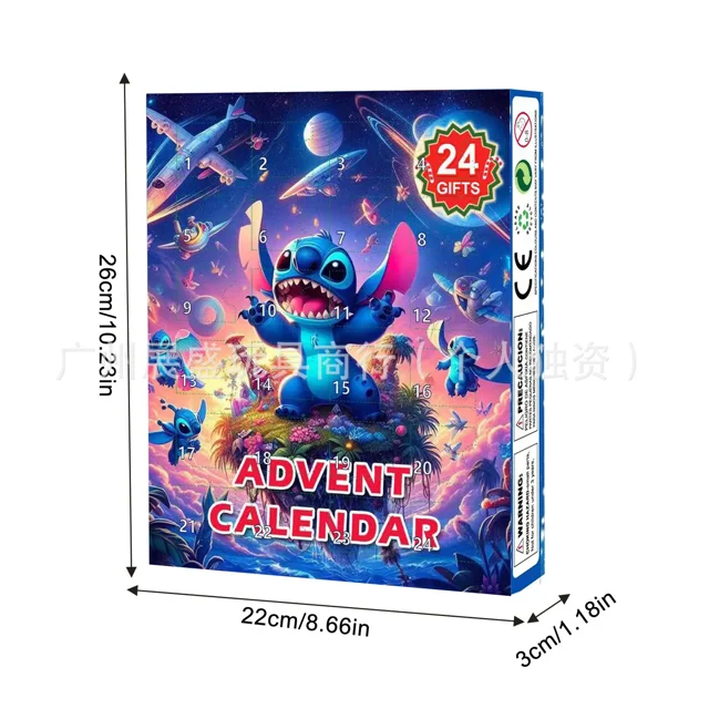 Disney familia dibujos animados Navidad 24 días calendario de cuenta regresiva caja de regalo Stitch Mickey Mouse Toy Story cuenta regresiva regalo sorpresa