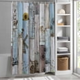 thumbnail image 6 of Blue Grey Wooden Shower Curtain Set, Waterproof Shower Curtains for Bathroom, Farmhouse Barn Sunflowers Retro Washable Fabric Cloth Bath Curtain for Bathtub Decoration with Hooks 72x78 Inches, 6 of 9