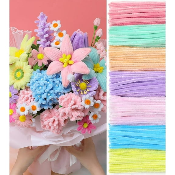 Thick Pipe Cleaners Craft Supplies,Tutuviw 200 Pcs 12" Macaron Color Pipe Cleaner Crafts,Assortment Pastel Chenille Stems,Craft Supplies Bulk for Art Projects Creative DIY Decorations(Candy Color)