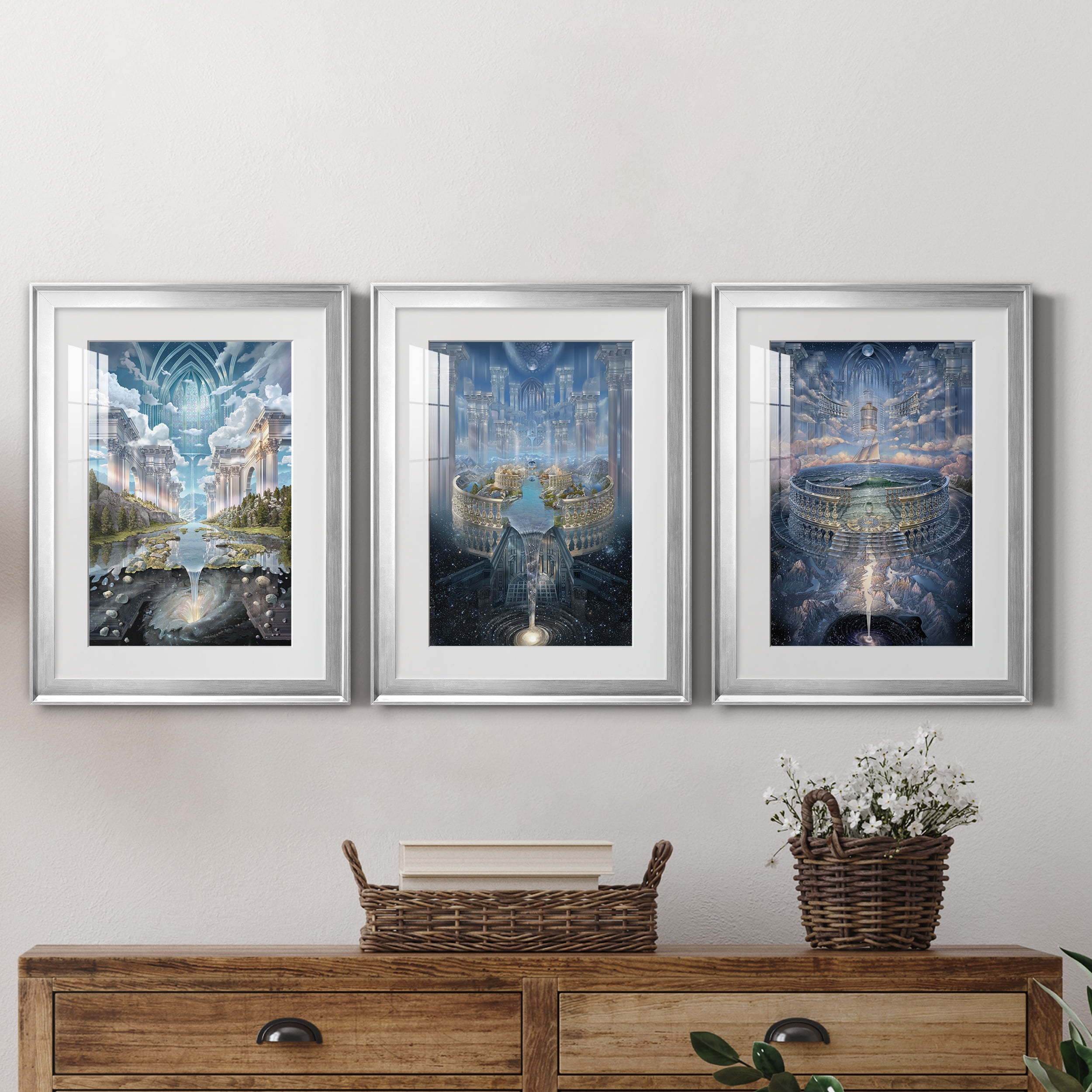 Genesis II Premium Framed Prints Set of 3 - Ready to Hang - 22 x 30 Each - Silver Frame