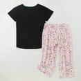 thumbnail image 5 of Women Pajamas Set Summer Short Sleeve Tshirts Top Capri Pants Sleepwear Two Piece Loungewear Comfy Homewear, 5 of 9