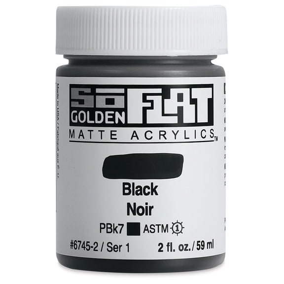Golden SoFlat Matte Acrylic Paint - Black, 59 ml, Jar