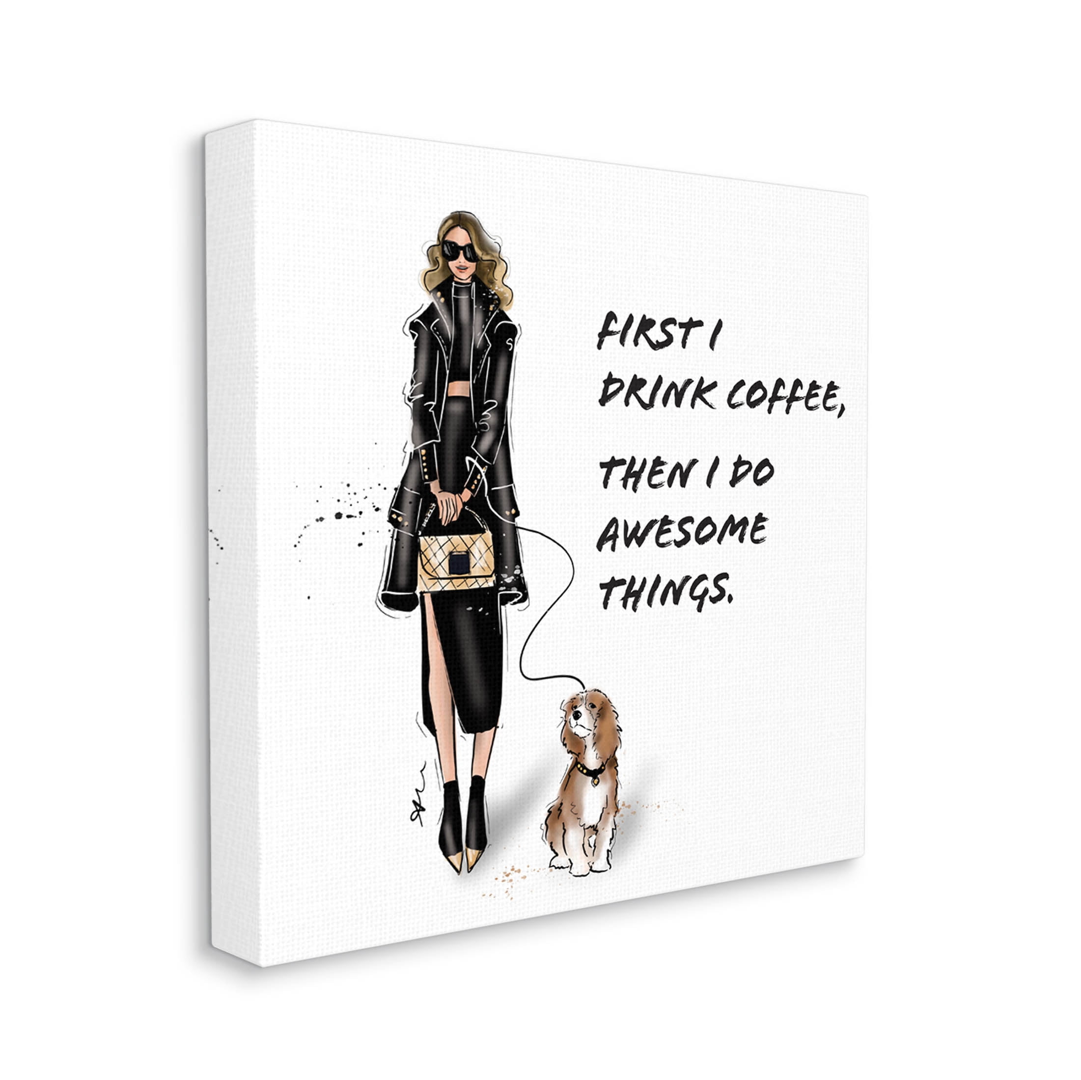 Stupell Industries Coffee & Awesome Things Phrase Graphic Art Gallery Wrapped Canvas Print Wall Art, Design by Alison Petrie