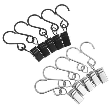 20PCS Hanging S Hooks with Clips for Curtains String Lights and Gutter Decorations Multi-Purpose Heavy-Duty S Hooks