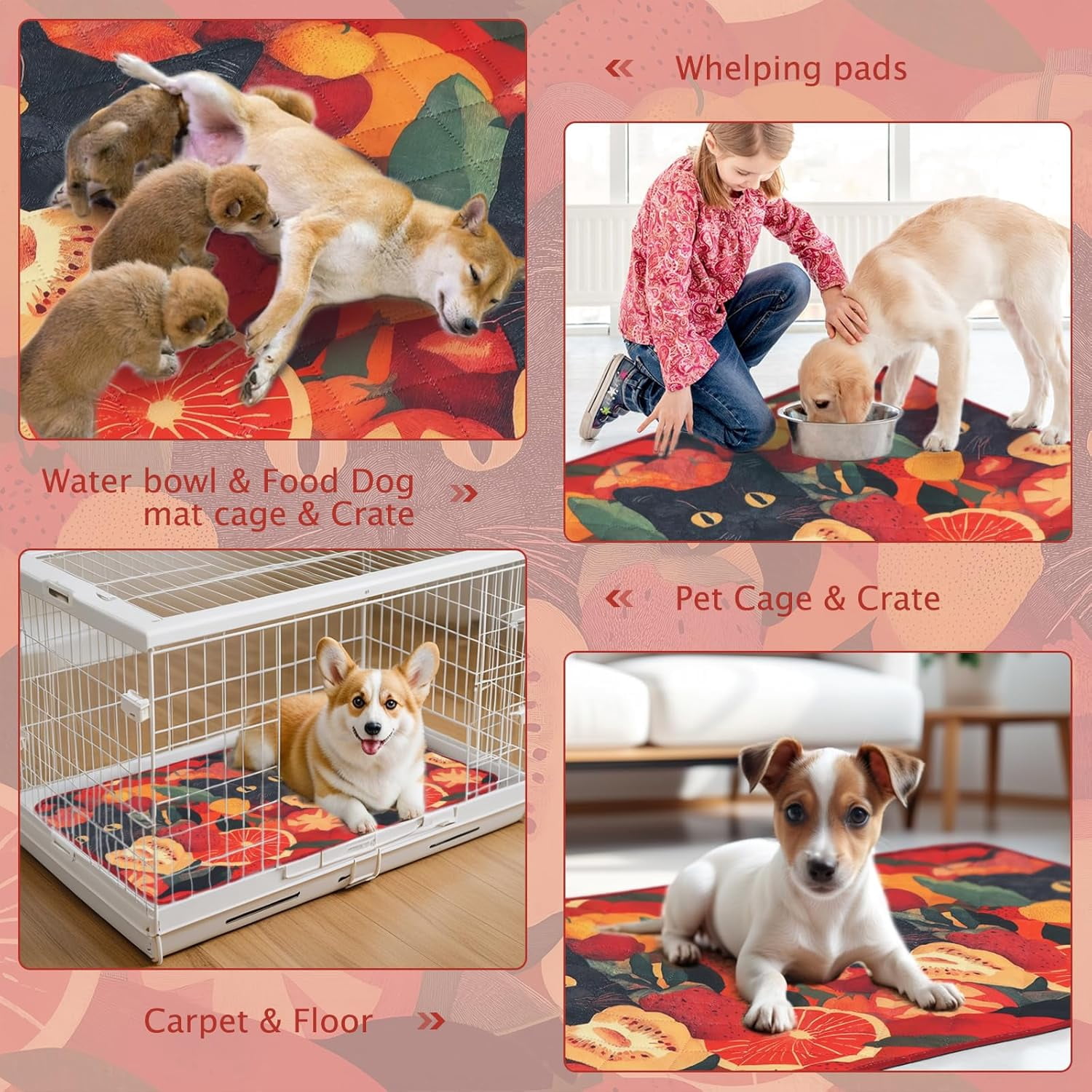 JJEAN-Washable Pee Pads for Dogs, 2 Pack Reusable Leakproof Puppy Wee Wee Pad, Non-Slip Waterproof Pet Training Pads, Super Absorbent Whelping Pads XH081 (Cat, 24X18 Inch (Pack of 2))