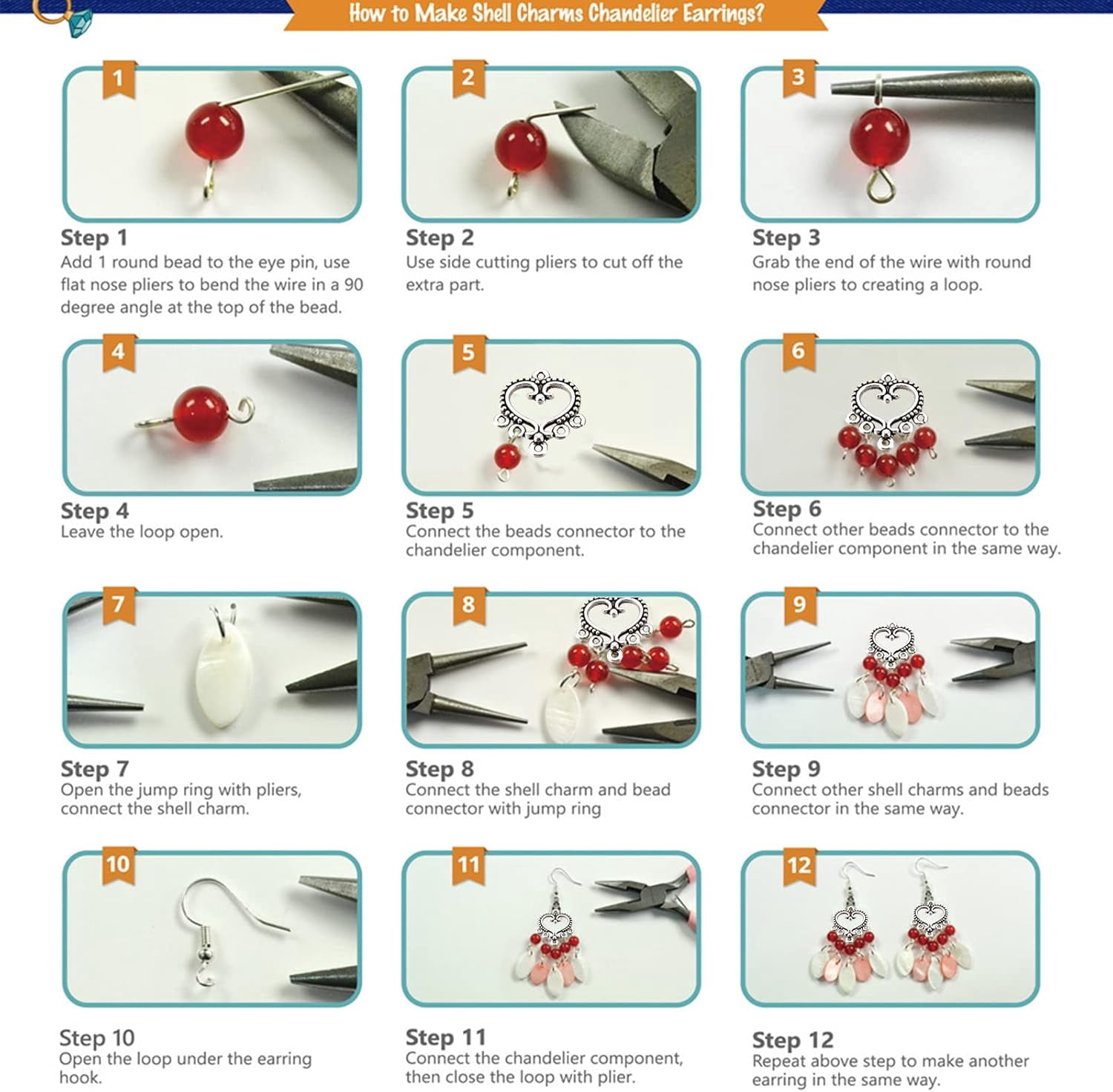 DIY Earring Making with Freshwater Shell Pendants Alloy Chandelier Components Links Natural & Synthetic Gemstone Beads and Brass Earring Hooks Mixed Color 4.6mm