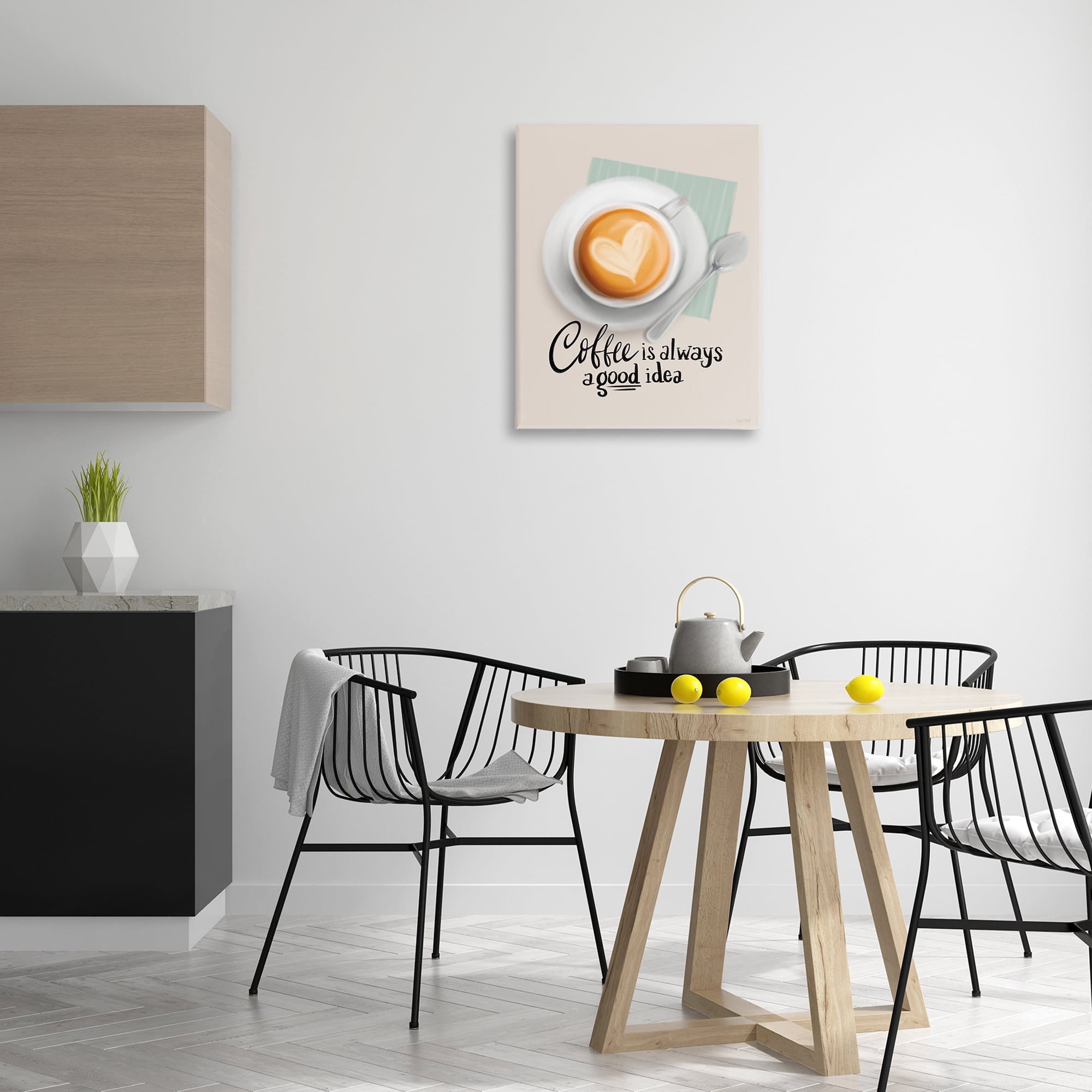 Stupell Industries Coffee Always Good Idea Food & Beverage Painting Wrapped Canvas Art Print Wall Art, 24 x 30