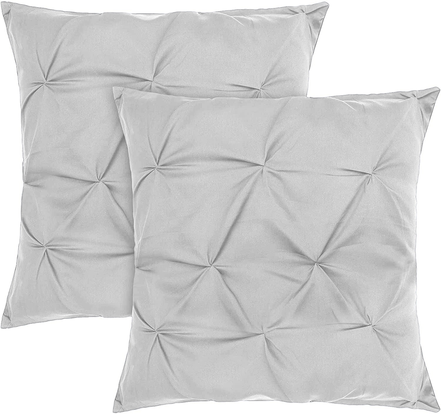 Vedanta Home Collection European Square Pinch Pillow Shams Set of 2 Silver  Grey 600 Thread Count 100% Natural Cotton Pack of Two Euro 28''x 28'' Pillow  Shams Decorative - Walmart.com