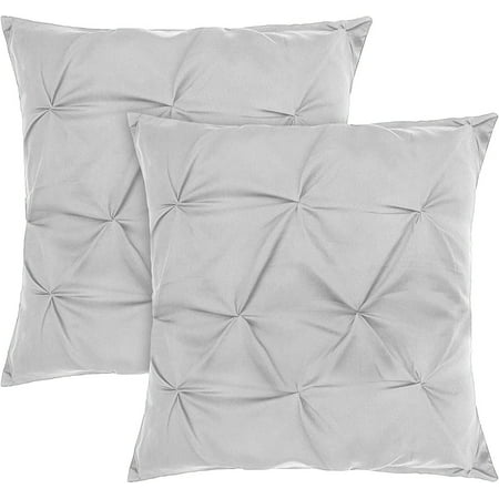 Vedanta Home Collection Square Pinch Euro Pillow 26x26 Set of 2 Silver Grey Euro Pillow Sham 600 Thread Count 100% Natural Cotton