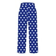thumbnail image 5 of FRSASU Cotton Linen Pants Women Elastic High Waisted Beach Pants Polka Dot Printed Casual Loose Lightweight Wide Leg Trousers with Pockets Blue, 5 of 6