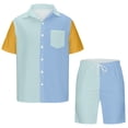 thumbnail image 4 of UVEASISHA Mens Polos Sets 2 Piece Outfits,Men's Short Set Big and Tall Summer Tracksuit Short Sleeve Button Down Polos Shirt and Shorts Set with Pocket 2025 Mint Green, 4 of 5