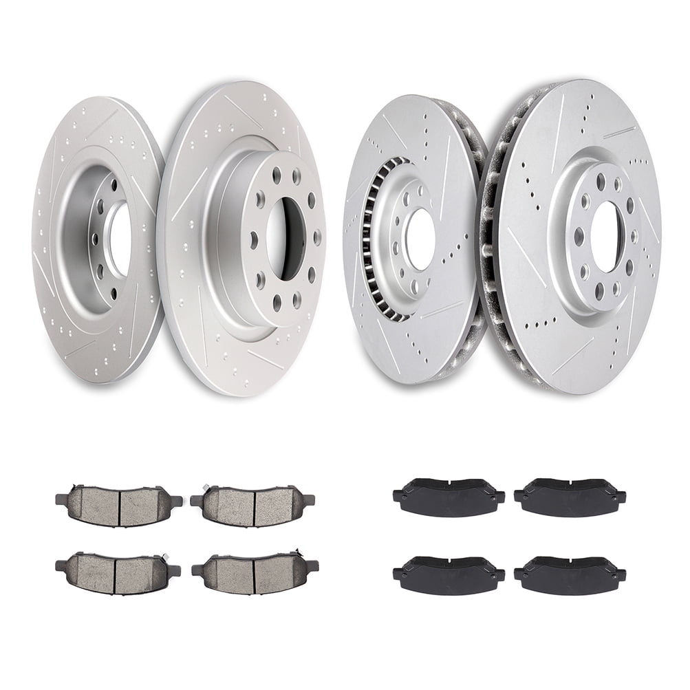 ECCPP 4pcs Front Rear Discs Brake Rotors and 8pcs Ceramic Disc Brake